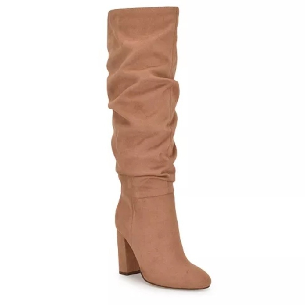 Nine West Wynmagnett2 Size 10 Taupe Over the Knee Boots Block Heel NWT